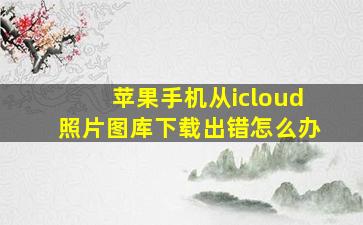 苹果手机从icloud照片图库下载出错怎么办