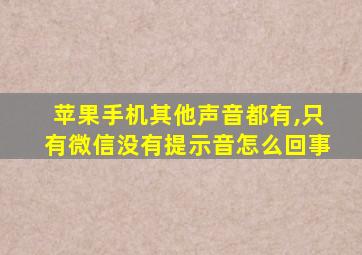 苹果手机其他声音都有,只有微信没有提示音怎么回事