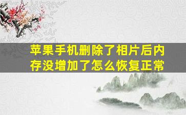 苹果手机删除了相片后内存没增加了怎么恢复正常