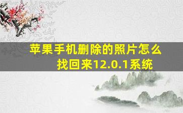 苹果手机删除的照片怎么找回来12.0.1系统