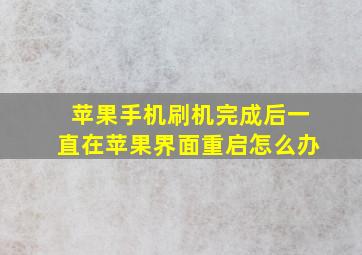 苹果手机刷机完成后一直在苹果界面重启怎么办