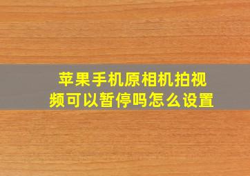 苹果手机原相机拍视频可以暂停吗怎么设置