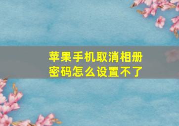 苹果手机取消相册密码怎么设置不了