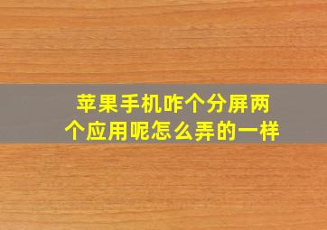 苹果手机咋个分屏两个应用呢怎么弄的一样