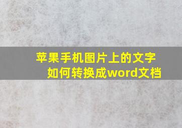 苹果手机图片上的文字如何转换成word文档