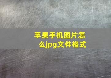 苹果手机图片怎么jpg文件格式