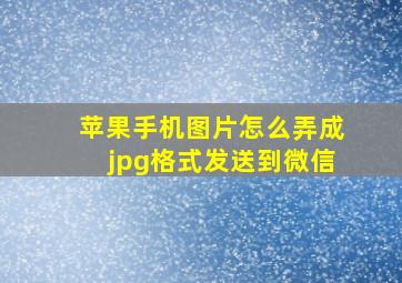 苹果手机图片怎么弄成jpg格式发送到微信