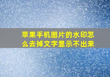 苹果手机图片的水印怎么去掉文字显示不出来