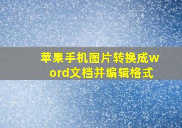 苹果手机图片转换成word文档并编辑格式