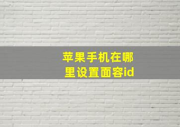 苹果手机在哪里设置面容id