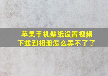 苹果手机壁纸设置视频下载到相册怎么弄不了了