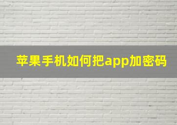 苹果手机如何把app加密码