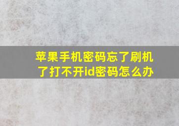 苹果手机密码忘了刷机了打不开id密码怎么办