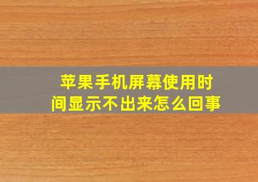 苹果手机屏幕使用时间显示不出来怎么回事