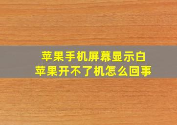 苹果手机屏幕显示白苹果开不了机怎么回事