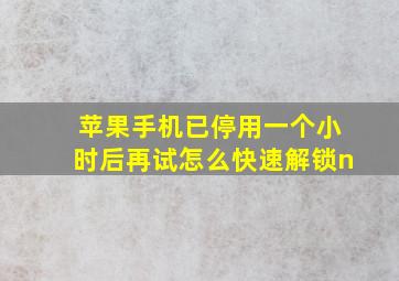 苹果手机已停用一个小时后再试怎么快速解锁n