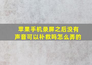 苹果手机录屏之后没有声音可以补救吗怎么弄的