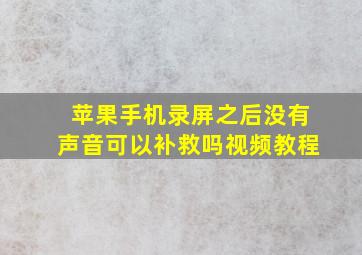 苹果手机录屏之后没有声音可以补救吗视频教程