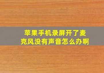 苹果手机录屏开了麦克风没有声音怎么办啊