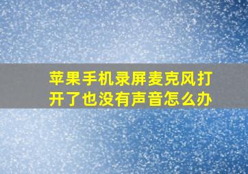 苹果手机录屏麦克风打开了也没有声音怎么办