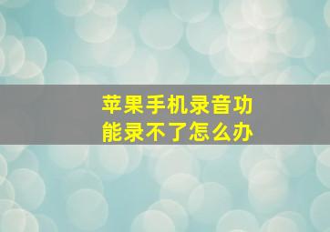 苹果手机录音功能录不了怎么办