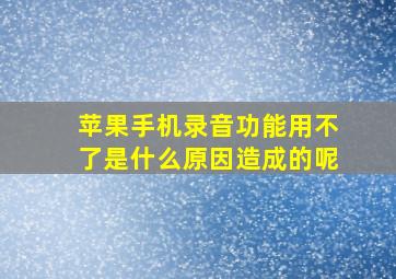 苹果手机录音功能用不了是什么原因造成的呢