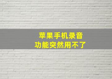 苹果手机录音功能突然用不了