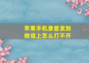 苹果手机录音发到微信上怎么打不开