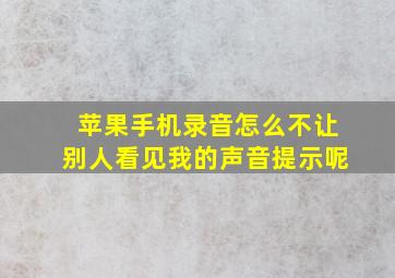 苹果手机录音怎么不让别人看见我的声音提示呢