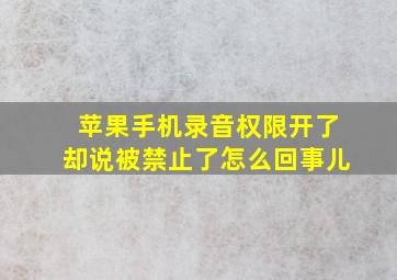 苹果手机录音权限开了却说被禁止了怎么回事儿