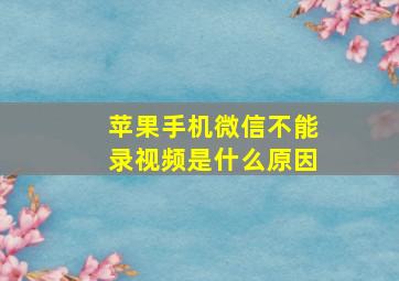 苹果手机微信不能录视频是什么原因