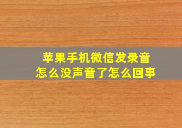 苹果手机微信发录音怎么没声音了怎么回事