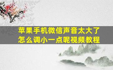 苹果手机微信声音太大了怎么调小一点呢视频教程