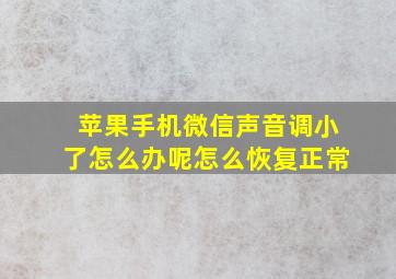 苹果手机微信声音调小了怎么办呢怎么恢复正常