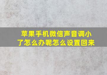 苹果手机微信声音调小了怎么办呢怎么设置回来