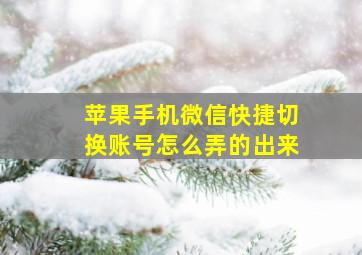 苹果手机微信快捷切换账号怎么弄的出来