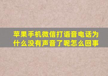 苹果手机微信打语音电话为什么没有声音了呢怎么回事