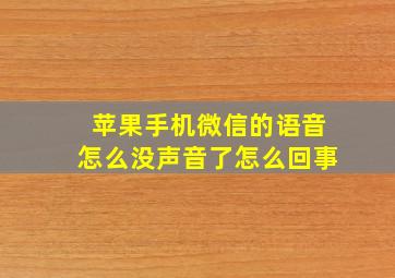 苹果手机微信的语音怎么没声音了怎么回事