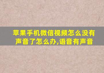 苹果手机微信视频怎么没有声音了怎么办,语音有声音