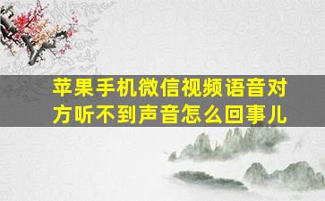 苹果手机微信视频语音对方听不到声音怎么回事儿