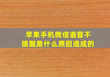 苹果手机微信语音不提醒是什么原因造成的