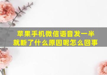 苹果手机微信语音发一半就断了什么原因呢怎么回事