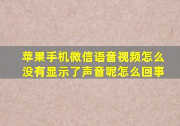 苹果手机微信语音视频怎么没有显示了声音呢怎么回事