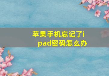 苹果手机忘记了ipad密码怎么办