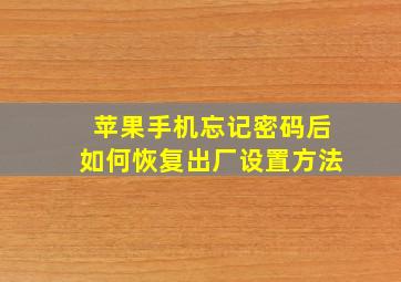 苹果手机忘记密码后如何恢复出厂设置方法