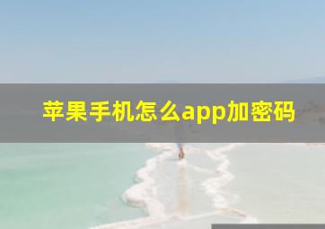 苹果手机怎么app加密码