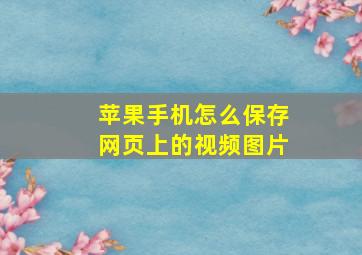 苹果手机怎么保存网页上的视频图片