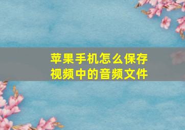 苹果手机怎么保存视频中的音频文件