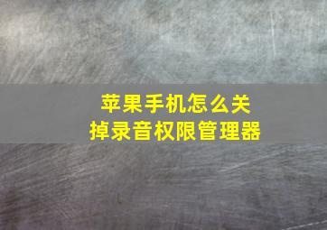 苹果手机怎么关掉录音权限管理器