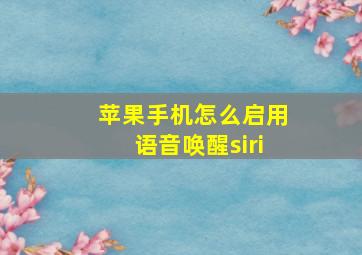 苹果手机怎么启用语音唤醒siri